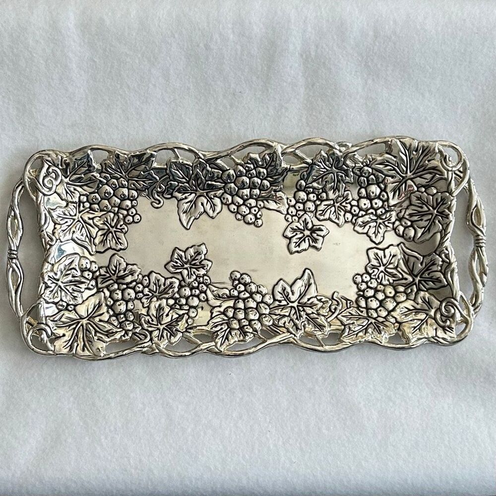 Godinger Silver Plated Grape Vine Serving Tray With Handles